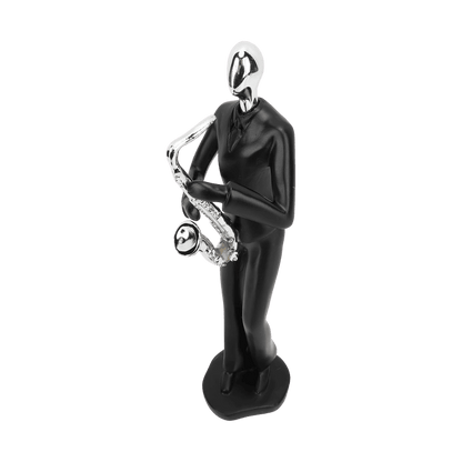 Saxophone player figurine styled on a shelf