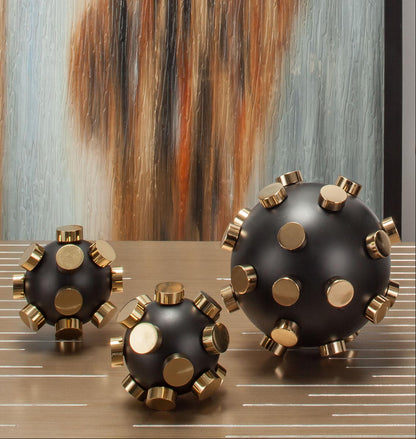 Set of decorative spheres for coffee table or bookshelf styling