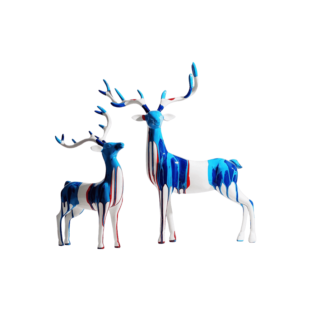 Splashing color deer sculpture for shelves or console display
