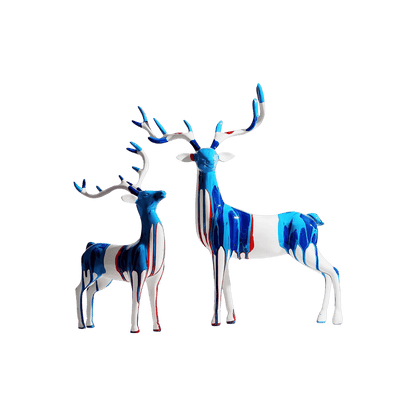 Splashing color deer sculpture for shelves or console display