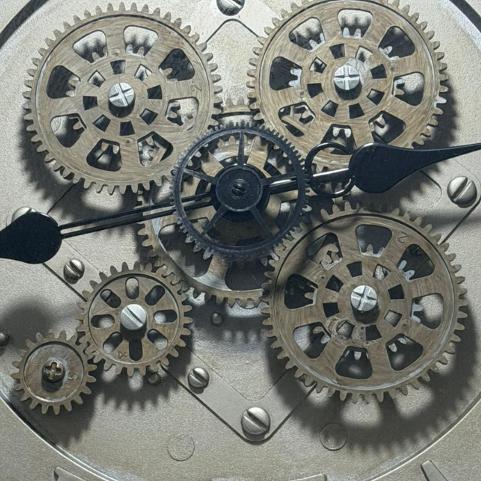 Skeleton wall clock, close-up detail