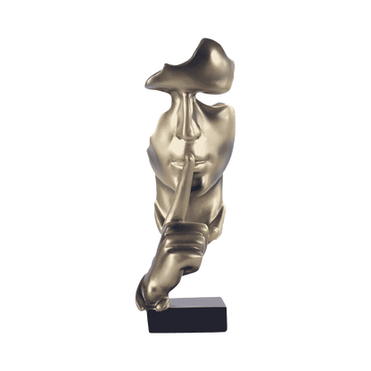 Silence Thinker statue styled on bookshelf