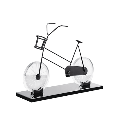 Metal and crystal bicycle sculpture for display shelves