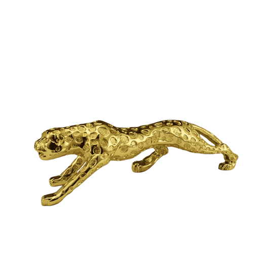 Golden leopard sculpture for living room or office decor