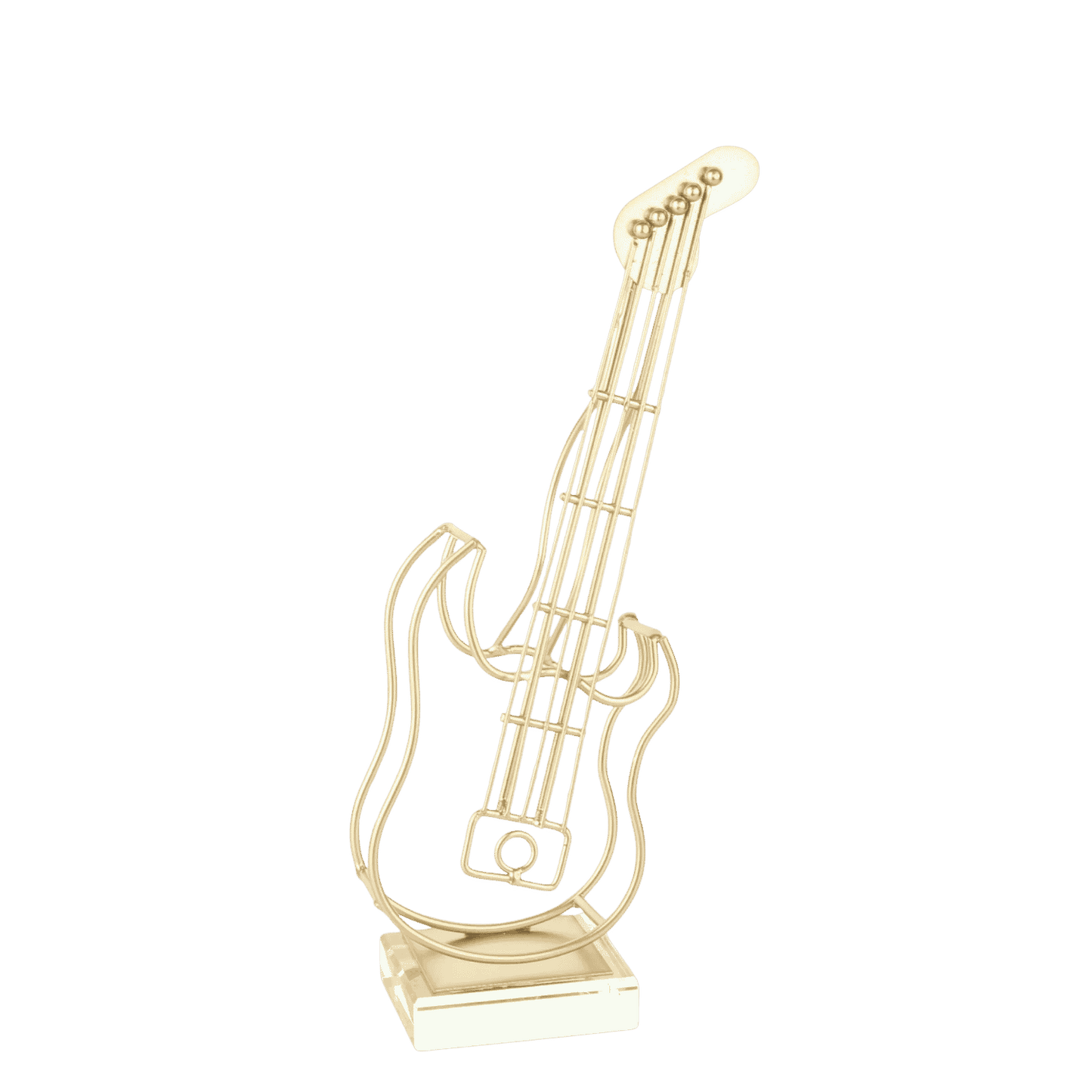 Metallic hollow guitar miniature sculpture decor piece