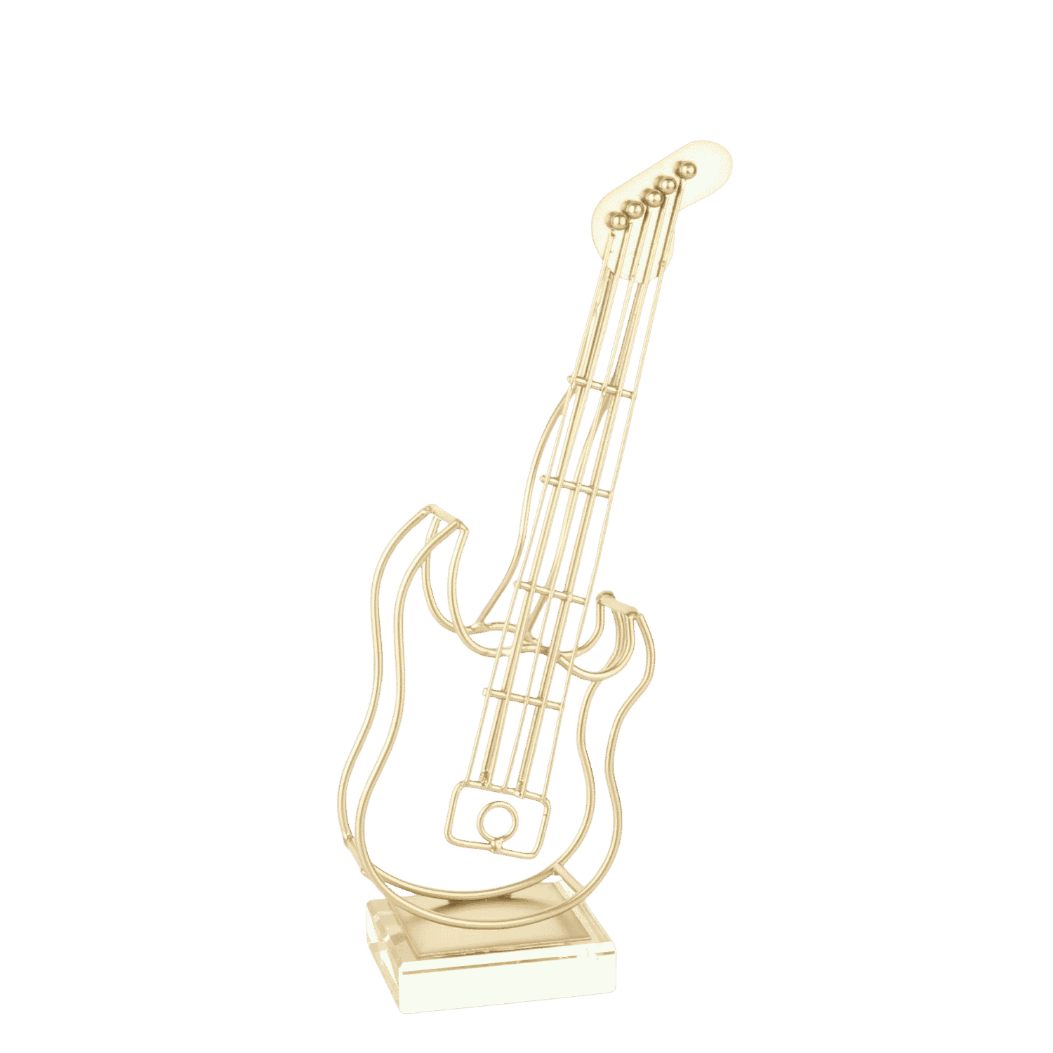 Metallic hollow guitar miniature sculpture decor piece