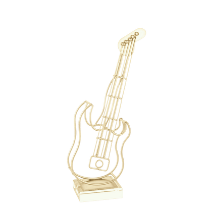 Metallic hollow guitar miniature sculpture decor piece