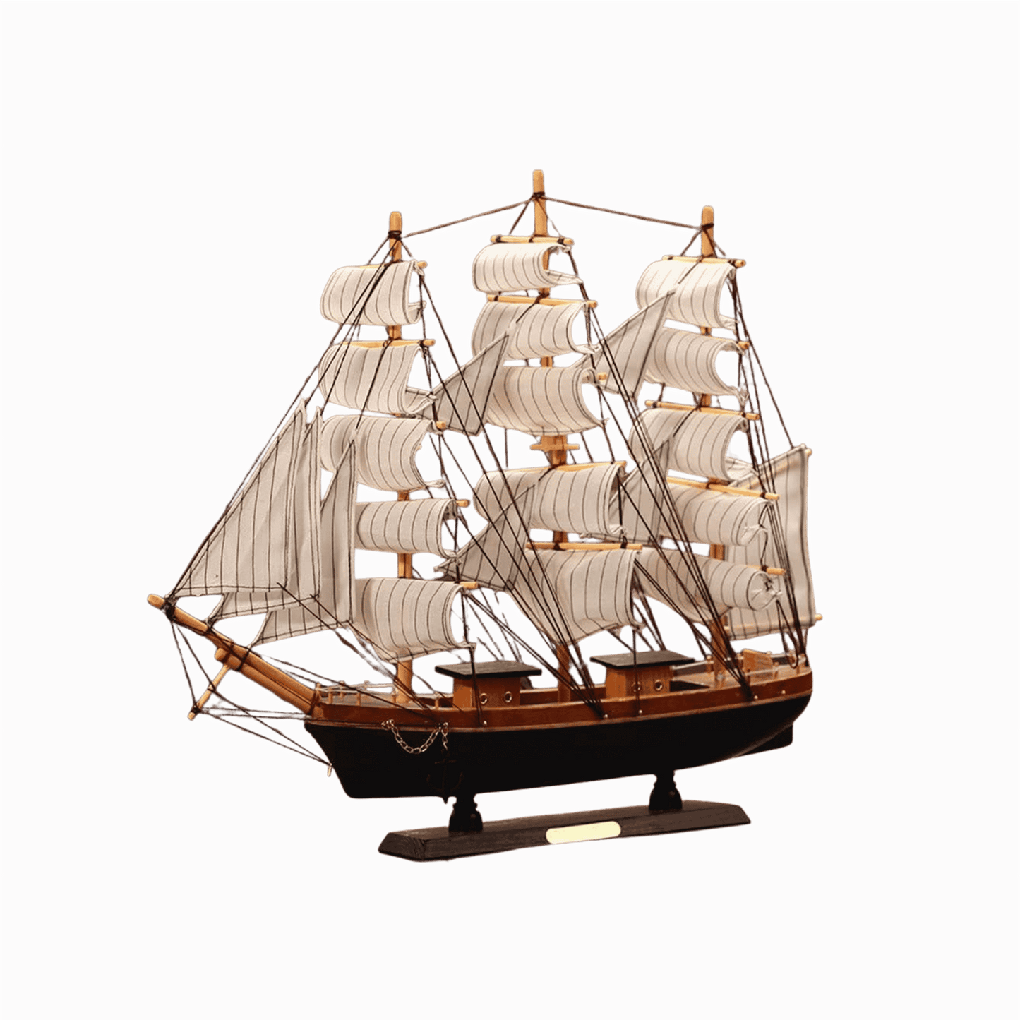 Wooden sailboat model for coastal-themed interiors
