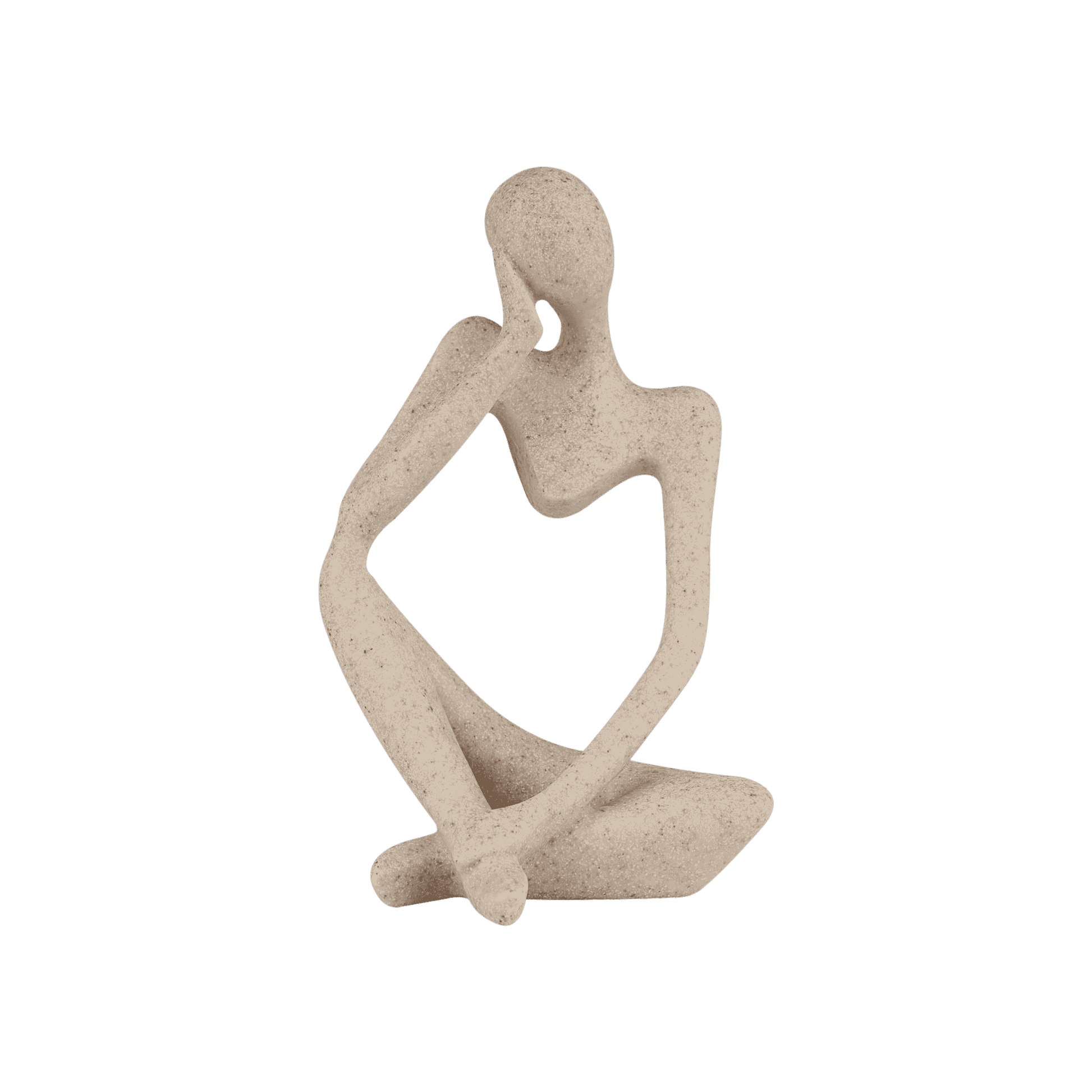 Sandstone-finish Thinker statue for office desk or bookshelf