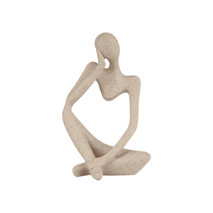 Sandstone-finish Thinker statue for office desk or bookshelf