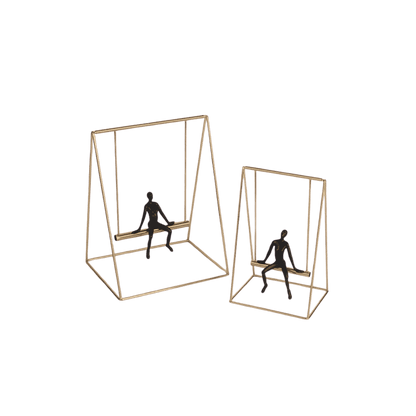 Metal swing figurine sculpture for coffee table or office desk