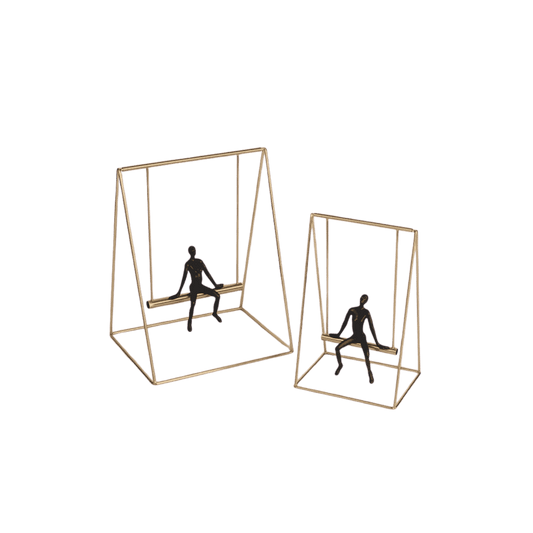 Metal swing figurine sculpture for coffee table or office desk