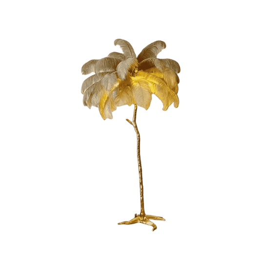 Beige ostrich feather floor lamp for luxury living room decor