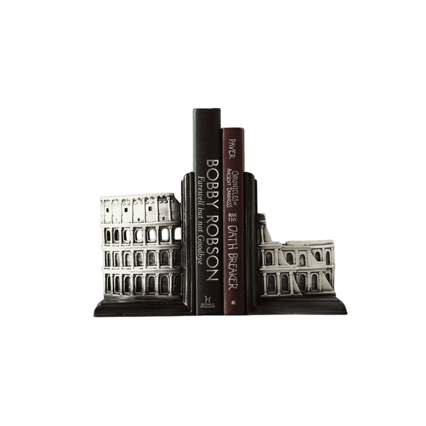 Roman column-style bookends for bookshelves and office desks
