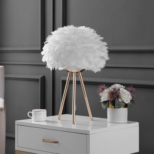 White ostrich-textured table lamp